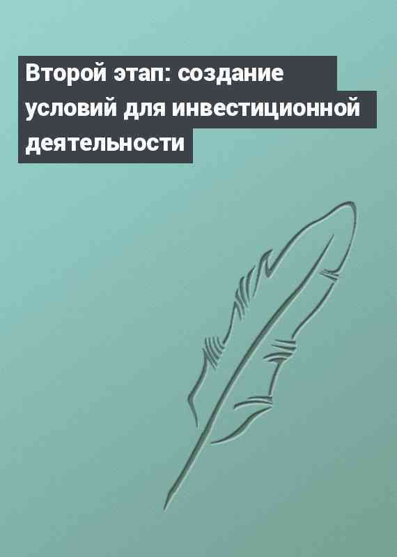 Второй этап: создание условий для инвестиционной деятельности