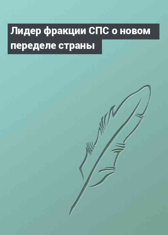 Лидер фракции СПС о новом переделе страны