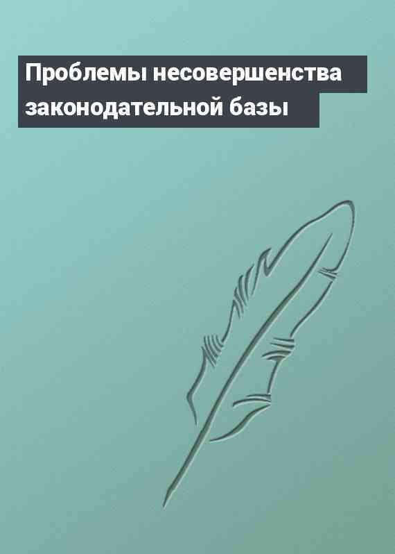 Проблемы несовершенства законодательной базы