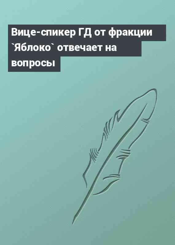 Вице-спикер ГД от фракции `Яблоко` отвечает на вопросы