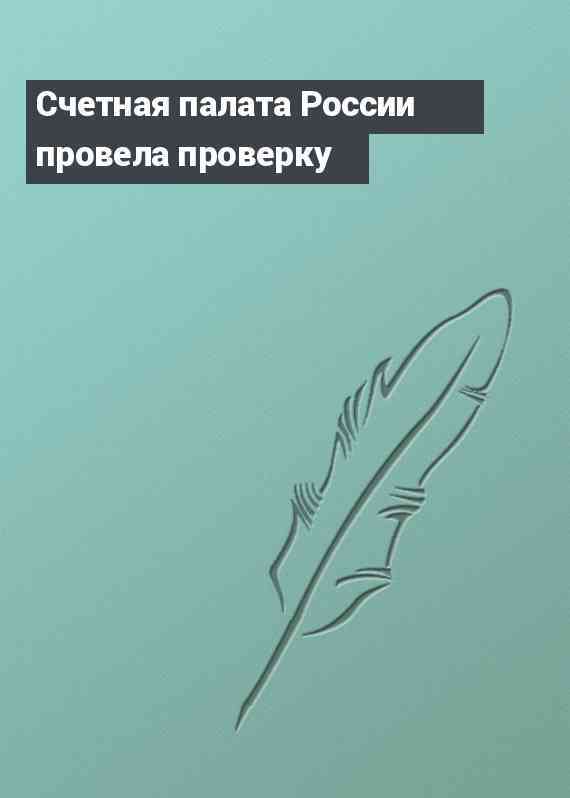 Счетная палата России провела проверку