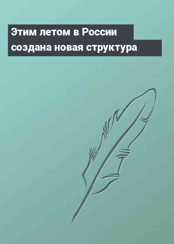 Этим летом в России создана новая структура