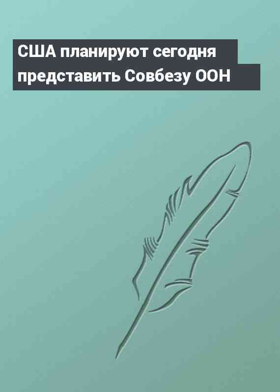 США планируют сегодня представить Совбезу ООН