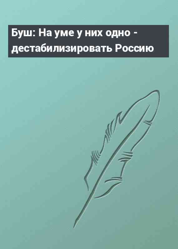 Буш: На уме у них одно - дестабилизировать Россию