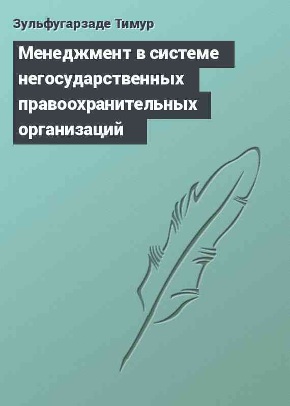 Менеджмент в системе негосударственных правоохранительных организаций