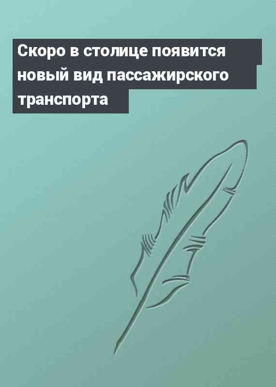 Скоро в столице появится новый вид пассажирского транспорта