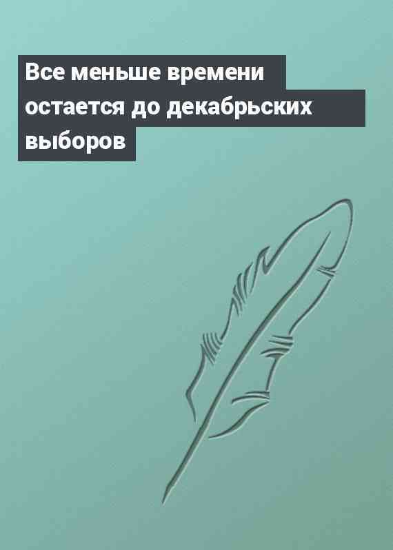 Все меньше времени остается до декабрьских выборов