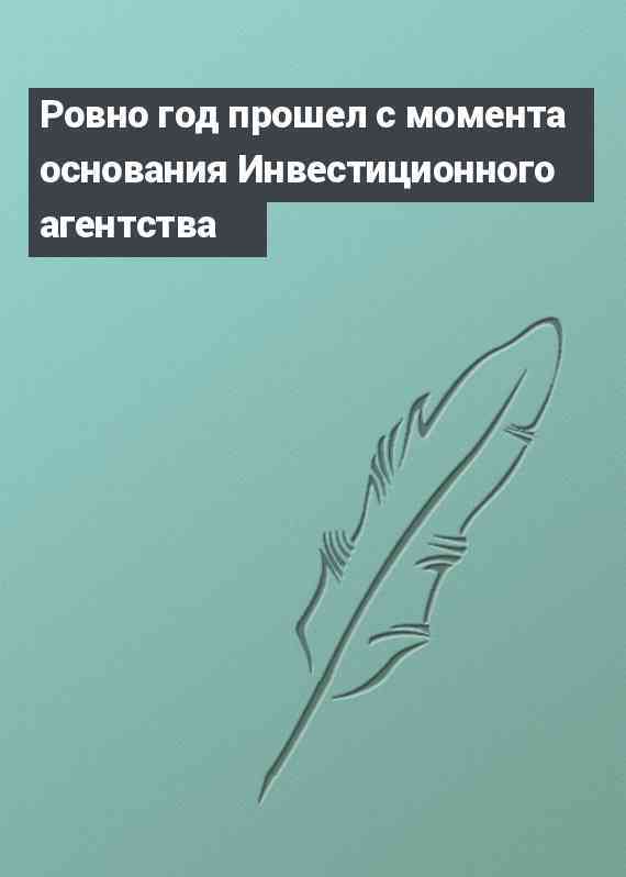 Ровно год прошел с момента основания Инвестиционного агентства