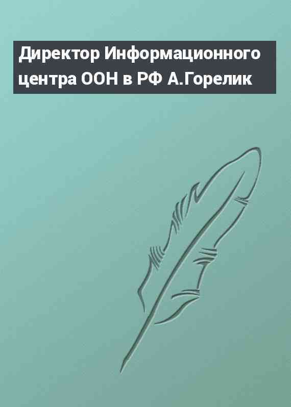 Директор Информационного центра ООН в РФ А.Горелик