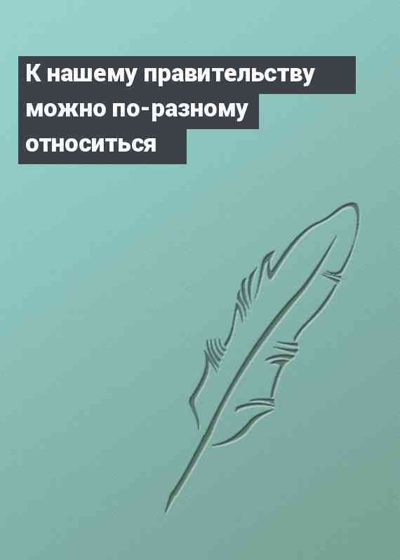 К нашему правительству можно по-разному относиться