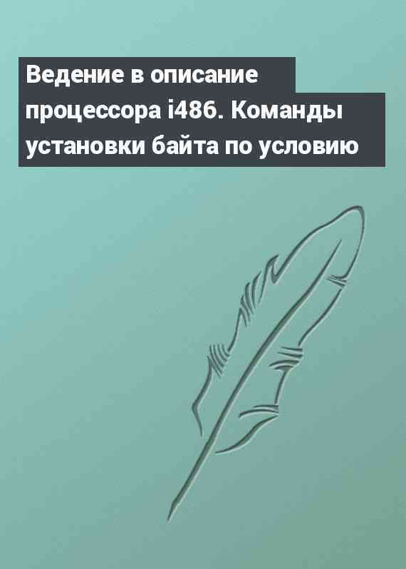 Ведение в описание процессора i486. Команды установки байта по условию